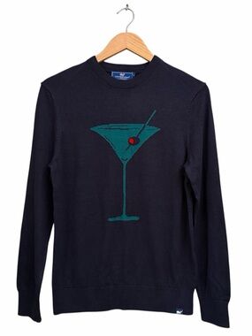 Vineyard Vines Martini Crewneck Sweater in Jet Black